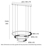BRERA 80W LED CCT 3 Tier Black Chrome with Crystal Details Round Pendant
