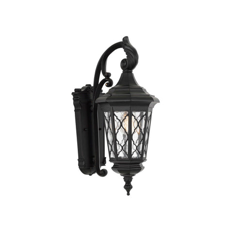 Brinley Small IP44 Exterior Wall Light Black with Bubble Glass