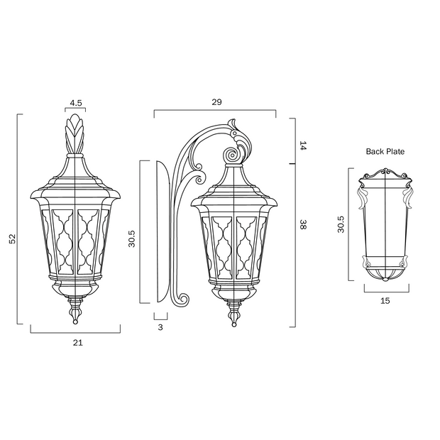 Brinley Small IP44 Exterior Wall Light Black with Bubble Glass