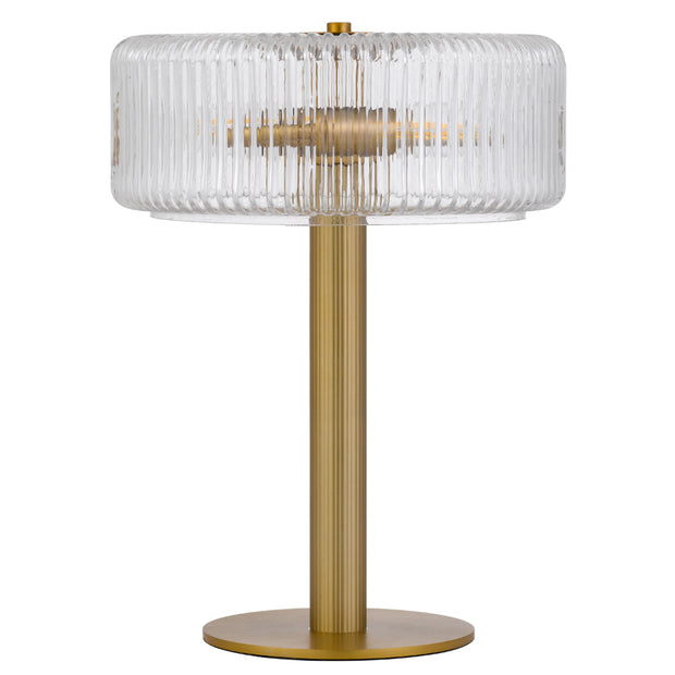 BRIZO 2xE14 Antique Brass with Art Deco Clear Glass Touch Table Lamp