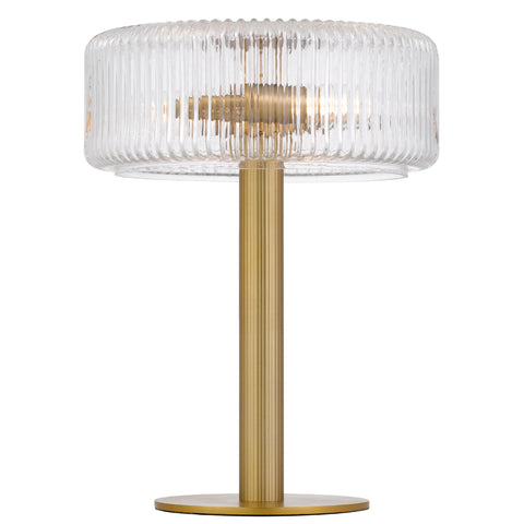 BRIZO 2xE14 Antique Brass with Art Deco Clear Glass Touch Table Lamp