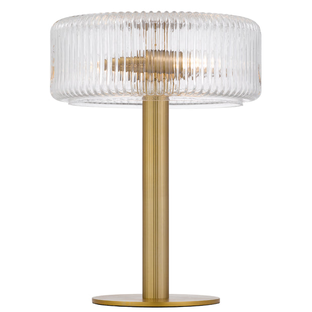 BRIZO 2xE14 Antique Brass with Art Deco Clear Glass Touch Table Lamp