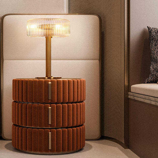 BRIZO 2xE14 Antique Brass with Art Deco Clear Glass Touch Table Lamp