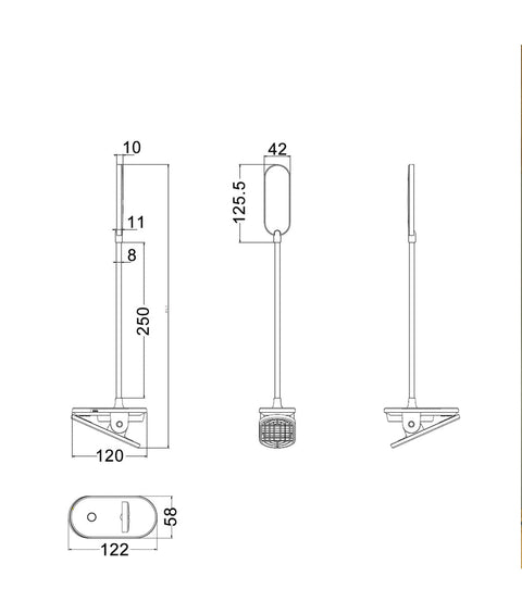 Buddy 2.5w 6500K LED Rechargeable Touch Clip Lamp White