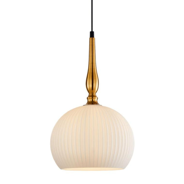 Caliz Pendant Large Ribbed Frosted Glass with Brass