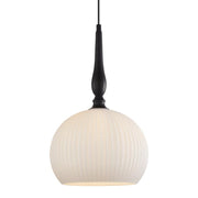 Caliz Pendant Large Ribbed Frosted Glass with Black