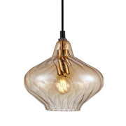 Campana Pendant Swirled Amber Glass with Brass