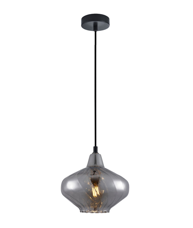 Campana Pendant Swirled Smoke Glass with Brass