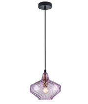 Campana Pendant Swirled Purple Glass with Brass