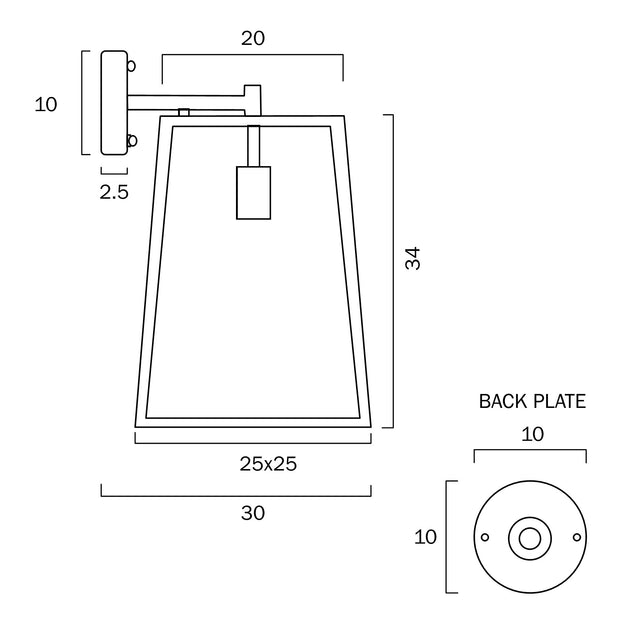 Cantena 25 IP43 Exterior Wall Light Black