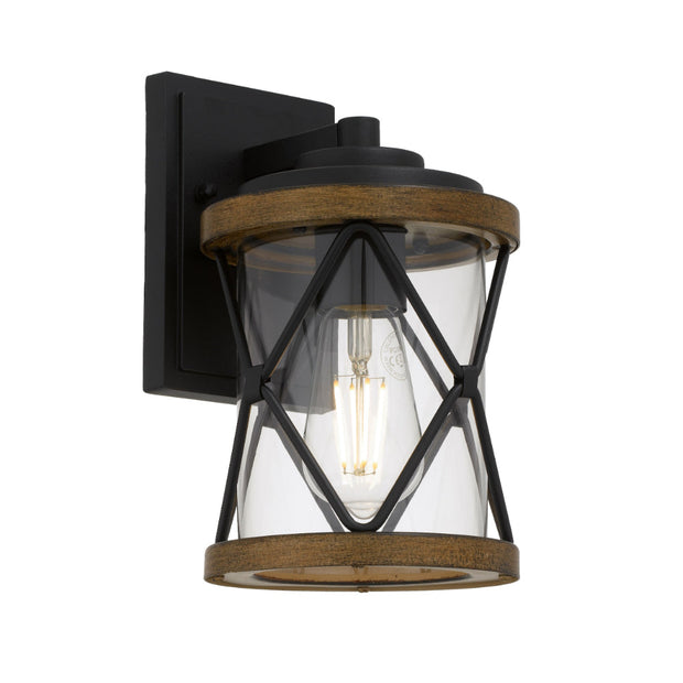 Capstan 25 Exterior IP43 Wall Light Black Sand with Timber