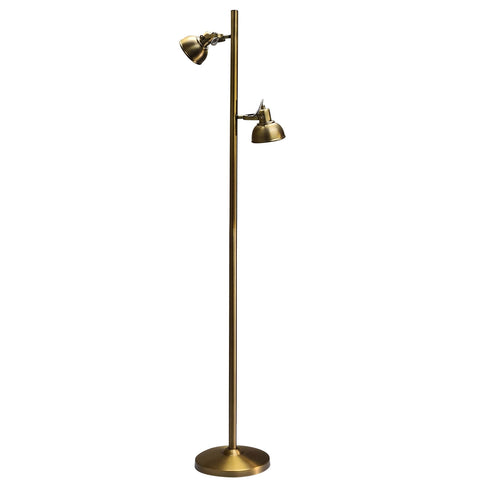 CARSON Twin Antique Brass GU10 Floor Lamp