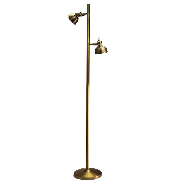 CARSON Twin Antique Brass GU10 Floor Lamp