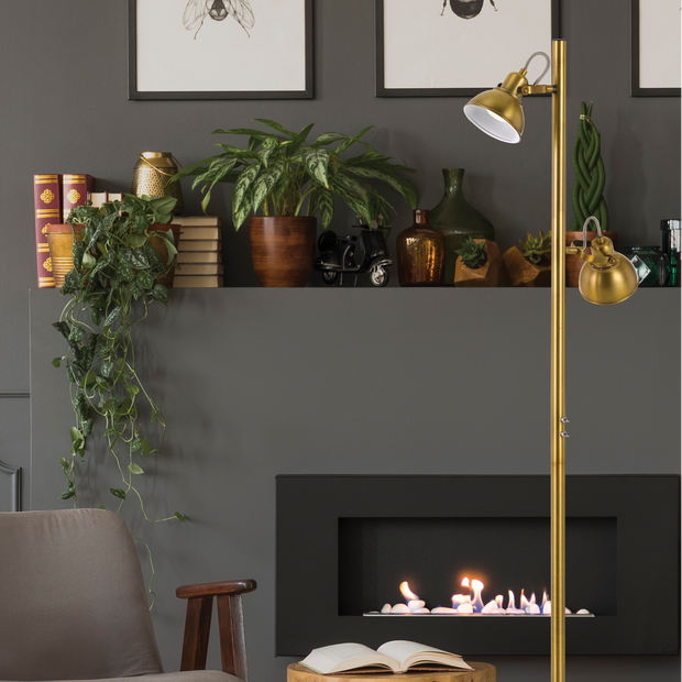 CARSON Twin Antique Brass GU10 Floor Lamp