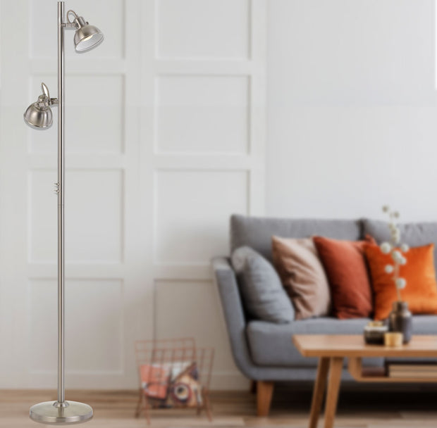 CARSON Twin Nickel GU10 Floor Lamp