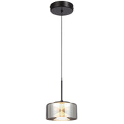 CEDRO 8w Single LED CCT Black Smoke Glass Pendant