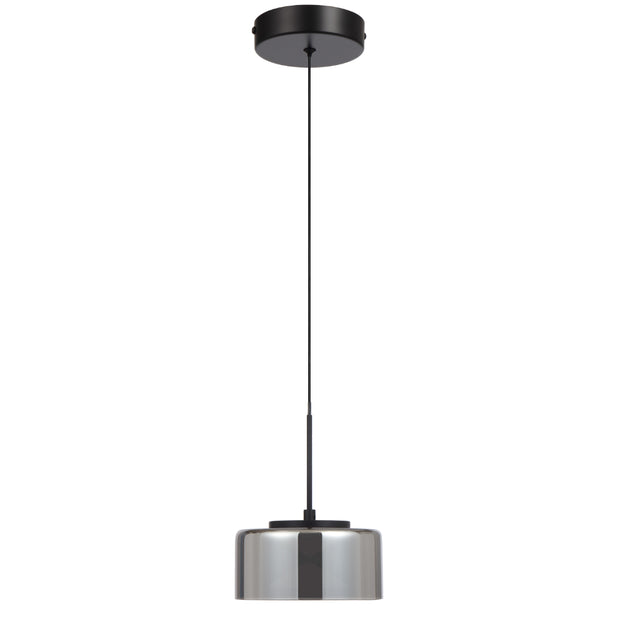 CEDRO 8w Single LED CCT Black Smoke Glass Pendant