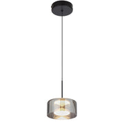 CEDRO 8w Single LED CCT Black Smoke Glass Pendant
