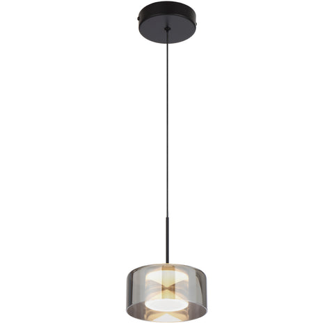 CEDRO 8w Single LED CCT Black Smoke Glass Pendant