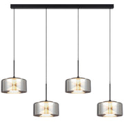 CEDRO 4 Light 30w LED CCT Black Smoke Glass Linear Pendant