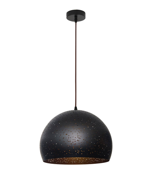 Celeste Pendant Black Embossed Dome with Gold Interior