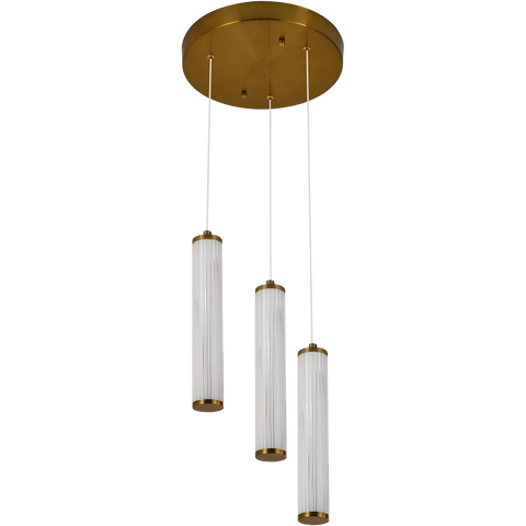 Charm 3x10W CCT LED 3lt Pendant Brass