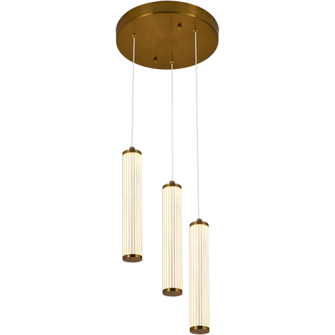 Charm 3x10W CCT LED 3lt Pendant Brass