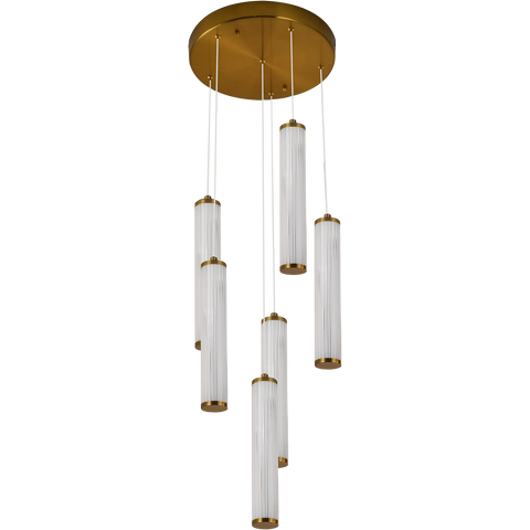 Charm 6x10W CCT LED 6lt Pendant Brass