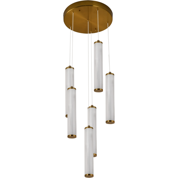 Charm 6x10W CCT LED 6lt Pendant Brass