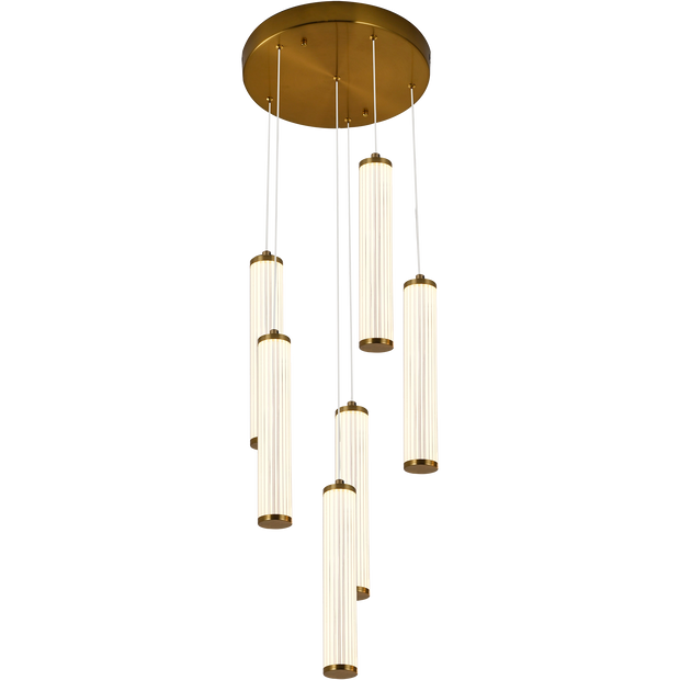 Charm 6x10W CCT LED 6lt Pendant Brass