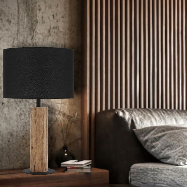 Chad Table Lamp Wood and Black