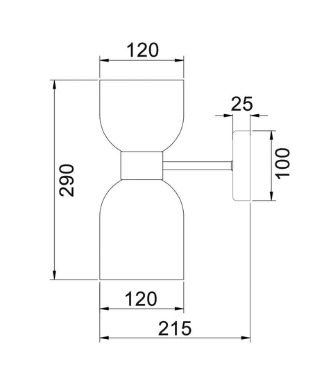 Clessidra 2lt Wall Light Smoke Glass with Chrome