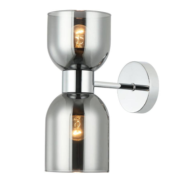 Clessidra 2lt Wall Light Smoke Glass with Chrome