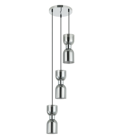 Clessidra 3lt Pendant Smoke Glass with Chrome