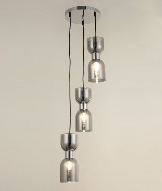 Clessidra 3lt Pendant Smoke Glass with Chrome