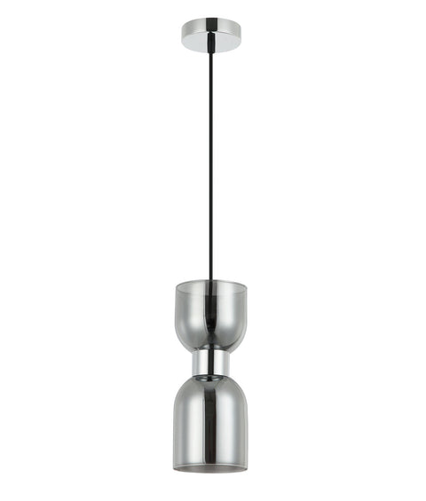 Clessidra Pendant Smoke Glass with Chrome