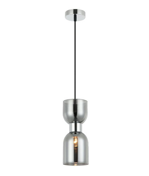 Clessidra Pendant Smoke Glass with Chrome