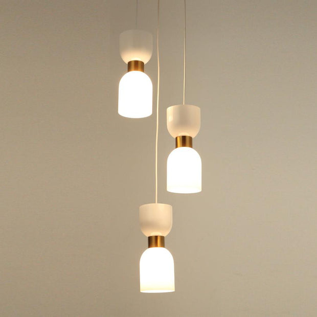 Clessidra 3lt Pendant Opal Glass with Brass