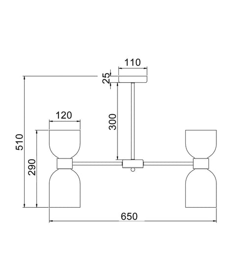 Clessidra 12lt 6 Arm Pendant Smoke Glass with Chrome