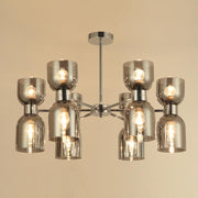 Clessidra 12lt 6 Arm Pendant Smoke Glass with Chrome