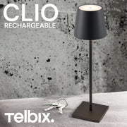 Clio 3w 3000K LED Rechargeable Black Sand Table Lamp