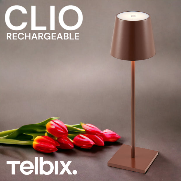 Clio 3w 3000K LED Rechargeable Brown Sand Table Lamp