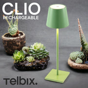 Clio 3w 3000K LED Rechargeable Green Satin Table Lamp