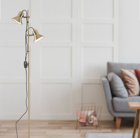 CORELLI 2x6w GU10 LED Antique Brass Floor Lamp