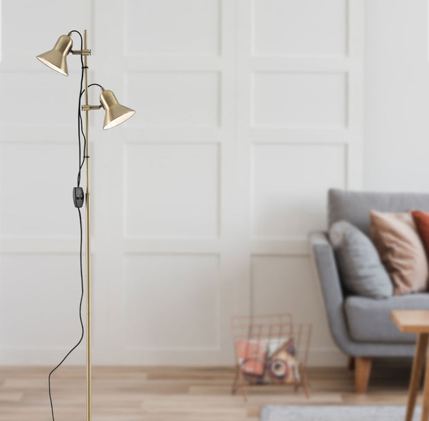 CORELLI 2x6w GU10 LED Antique Brass Floor Lamp