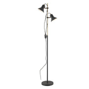 CORELLI 2x6w GU10 LED Dark Grey and Antique Brass Floor Lamp