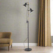 CORELLI 2x6w GU10 LED Dark Grey and Antique Brass Floor Lamp