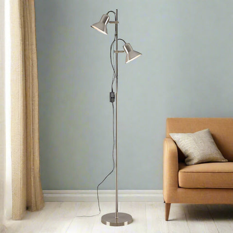 CORELLI 2x6w GU10 LED Nickel Floor Lamp