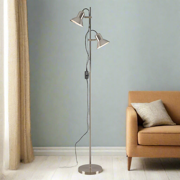 CORELLI 2x6w GU10 LED Nickel Floor Lamp