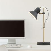 CORELLI GU10 Dark Grey and Antique Brass Desk Lamp